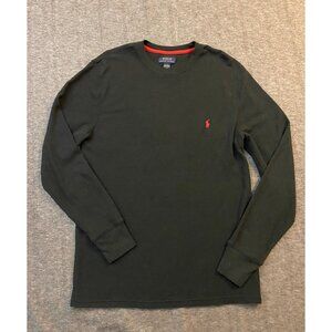 Polo Ralph Lauren Mens Sleepwear Black Long Sleeve Waffle Shirt Large Cotton